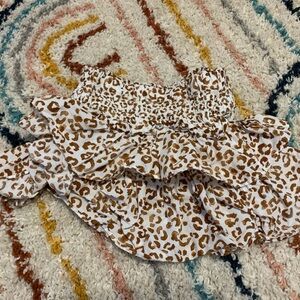 Janie and Jack White and Brown Leopard Skirt